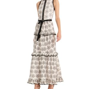 Monique Lhuiller Floral Ruffle Tiered Sleeveless